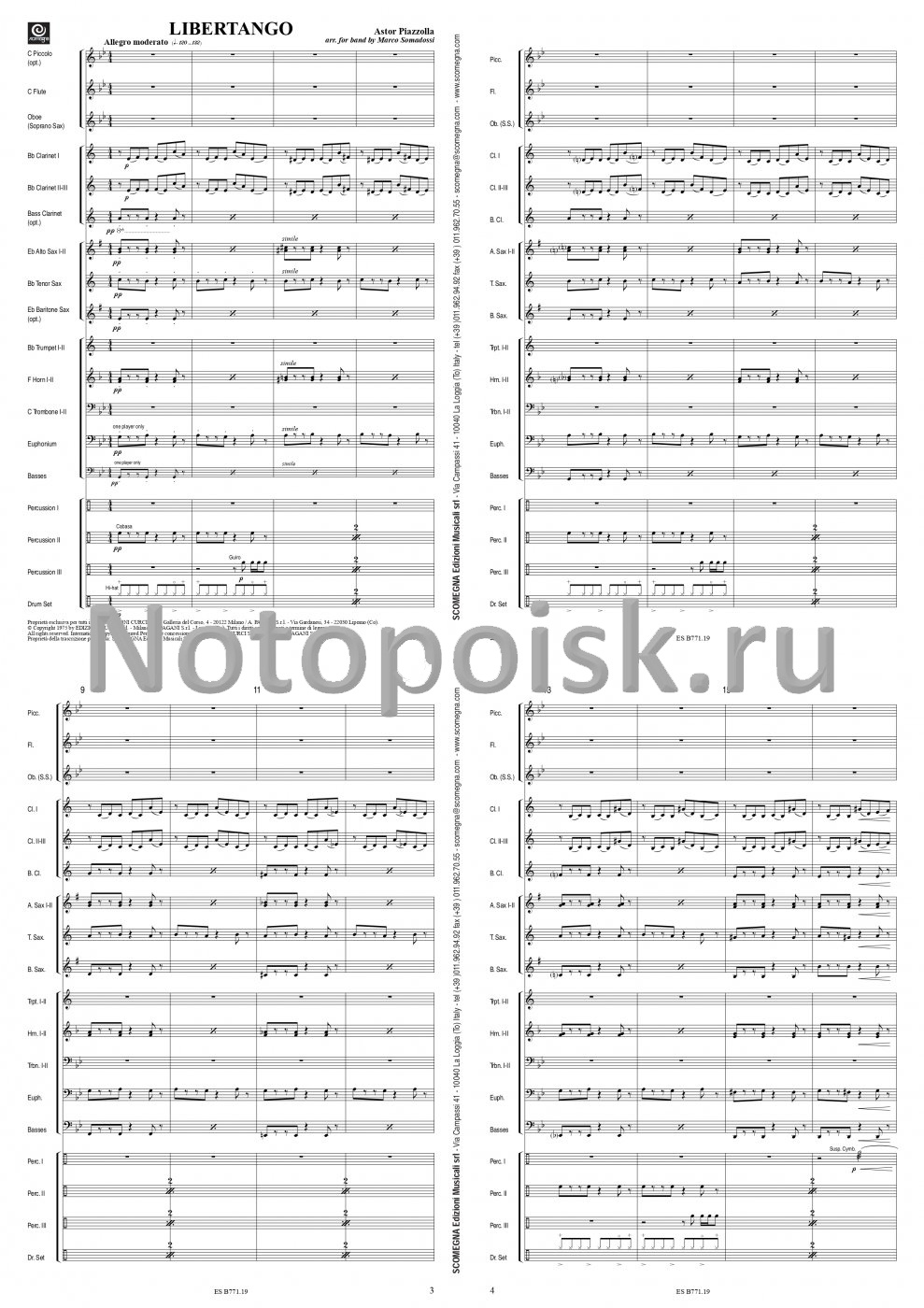 Ноты Libertango, для духового оркестра или биг-бэнда обложка — Нотопоиск.ru