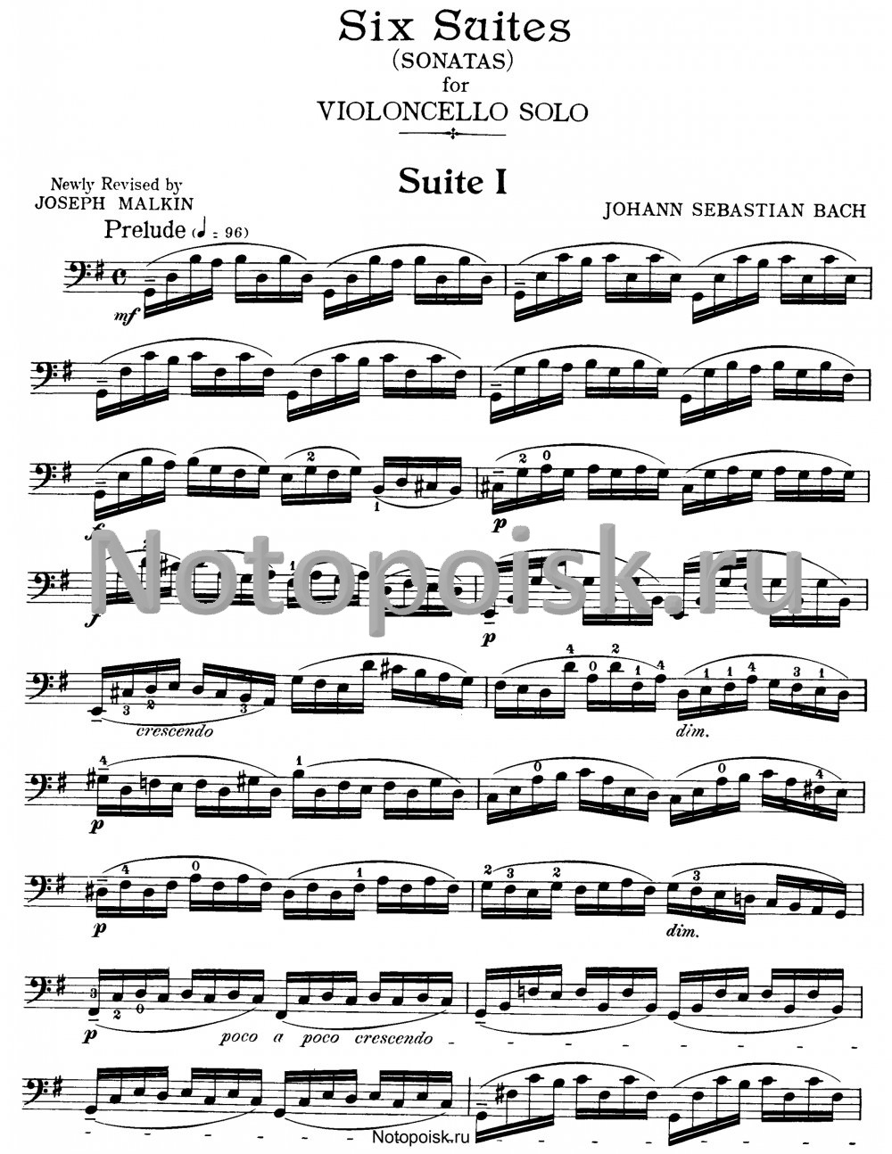 Ноты Präludium aus der Suite für Violoncello solo Nr. 1 G-Dur обложка — Нотопоиск.ru